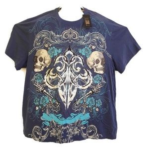NEW LL Cool J 1984 Vintage Graphic Blue Skull Roses Cotton XXL
